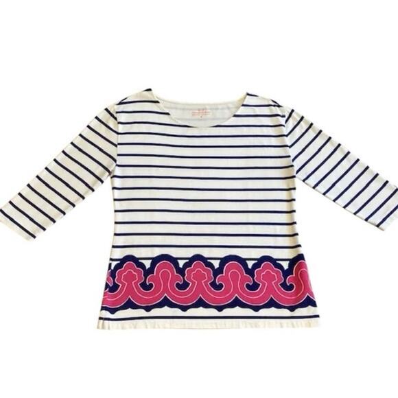 Vineyard Vines Women XS Tunic Blouse Fisherman Core Nautical Preppy Pink & Navy - Picture 1 of 13